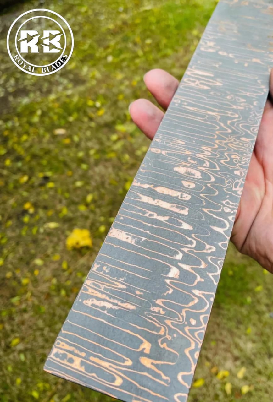 Copper Damascus Billet Handcrafted by Royal Blades - Image 2