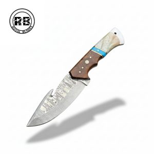 9.50″ Stainless Damascus Knife with Rosewood & Marble Handle From Royal Blades