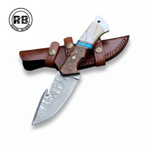 9.50″ Stainless Damascus Knife with Rosewood & Marble Handle From Royal Blades