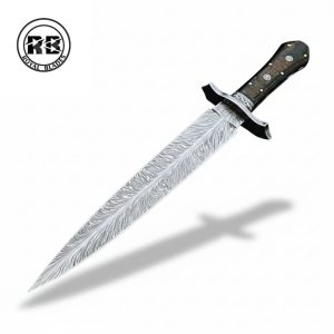 16.15″ Damascus Dagger with Feather Pattern Blade From Royal Blades