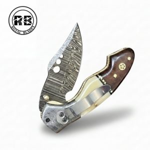Damascus Folding Knife with Steel Pocket Clip From Royal Blades