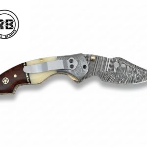 Damascus Folding Knife with Steel Pocket Clip From Royal Blades