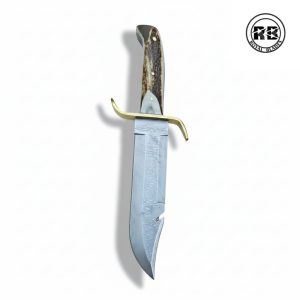15-Inch Handmade Stainless Damascus & Stag Masterpiece From Royal Blades