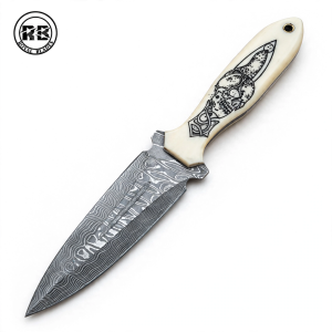 Rust-Resistant Damascus Dagger with Custom Leather Sheath For Royal Blades