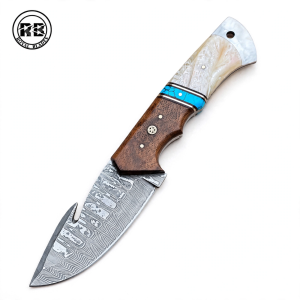 Stainless Damascus Knife with Rosewood & Marble Handle From Royal Blades