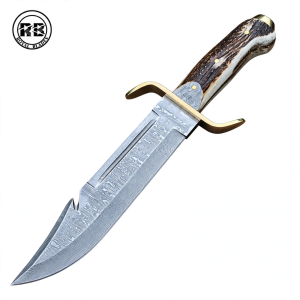 Handmade Stainless Damascus & Stag Masterpiece From Royal Blades
