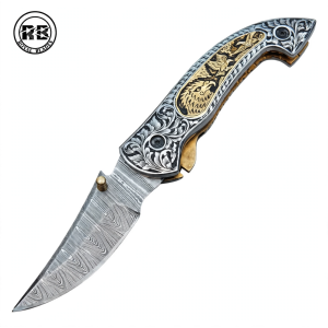 Hand-Forged Damascus Steel Folding Knife From Royal Blades