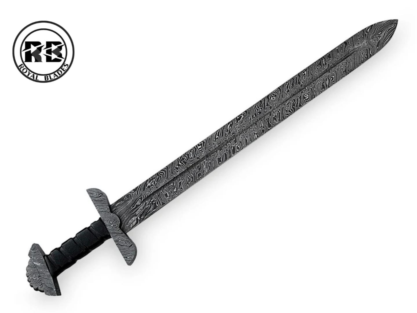 28" Viking Witcher Damascus Sword with Black Leather Grip From Royal Blades - Image 2