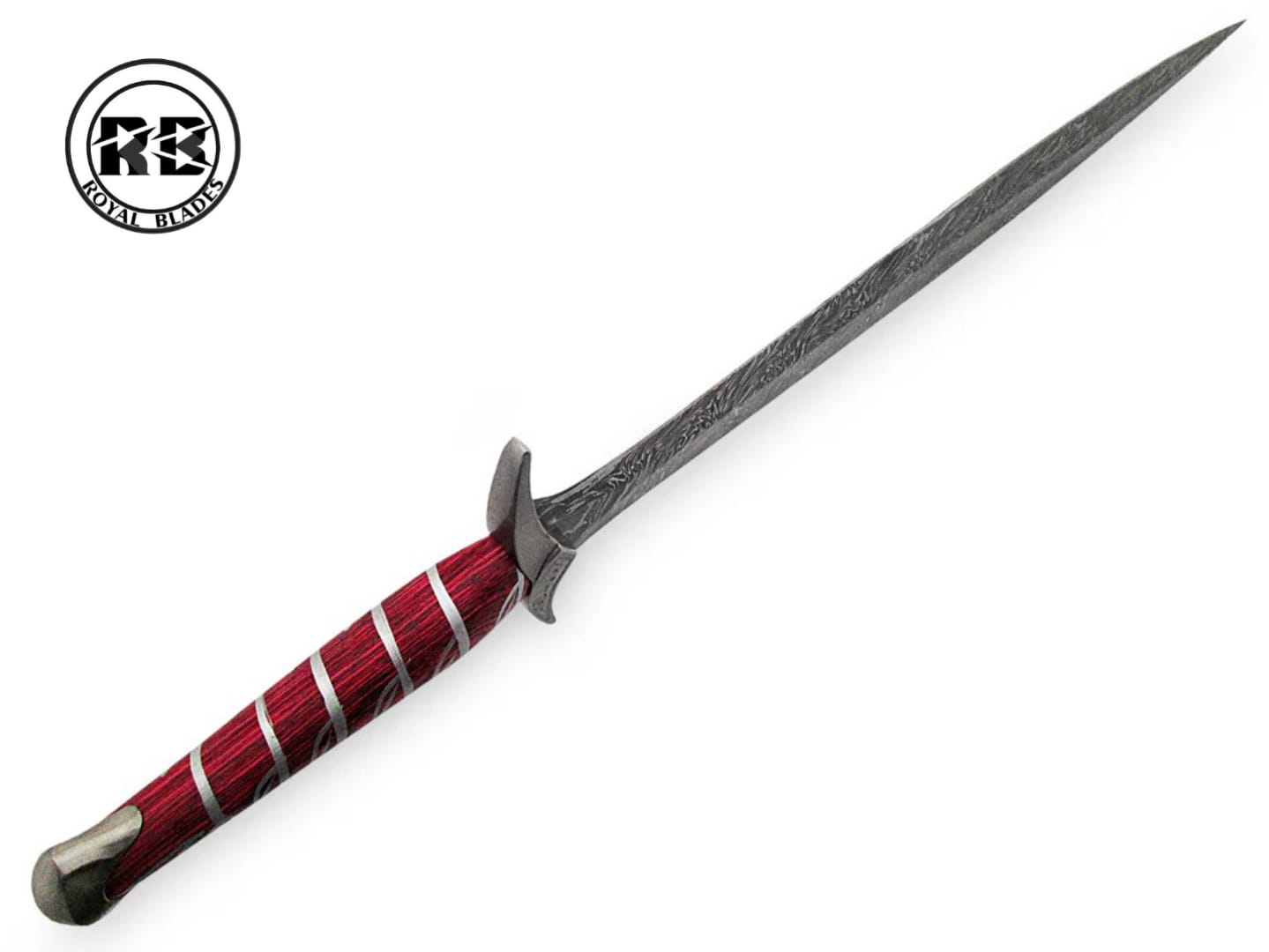 28" Hand-Forged Damascus Sword with Red Pakkawood From Royal Blades - Image 5