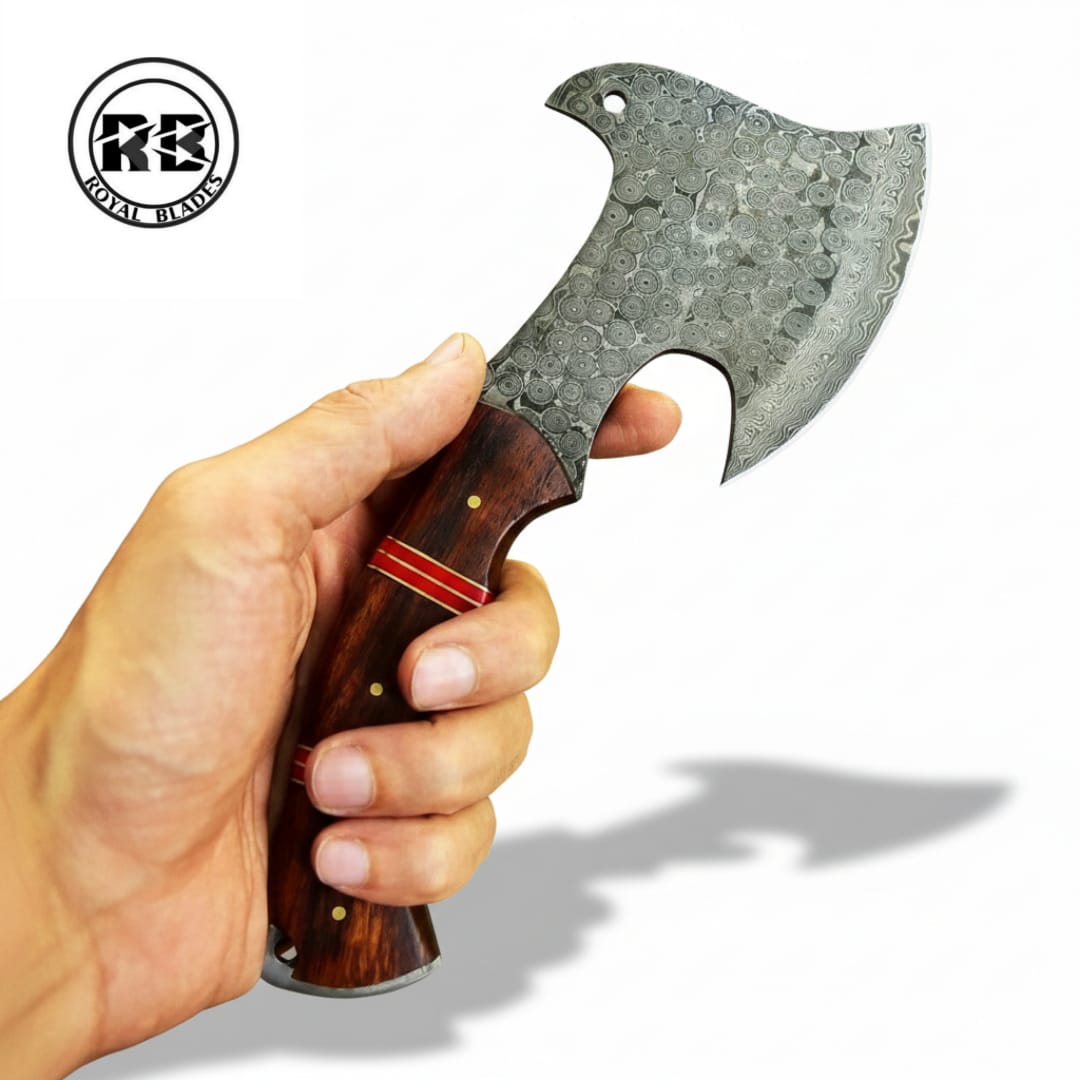 9" Hand-Forged Damascus Steel Hatchet From Royal Blades - Image 3