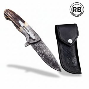 ​Custom Hand-Forged Damascus Steel Folding Knife From Royal Blades