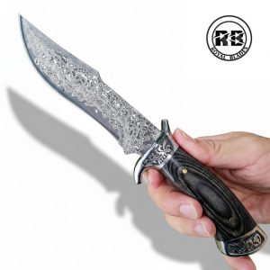 9.8″ Damascus Steel Tracker with Natural Wood Grip From Royal Blades