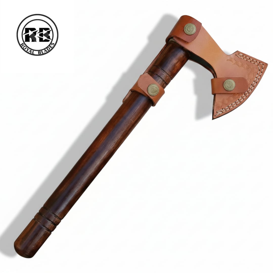 14" Semi-Stainless Steel Hatchet and Leather Sheath - Image 4