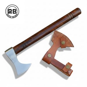 14″ Semi-Stainless Steel Hatchet and Leather Sheath