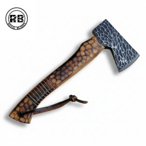 11″ Carbon Steel Hatchet with Burned Ash Wood From Royal Blades