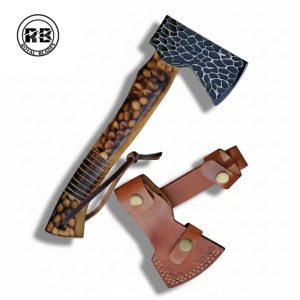 11″ Carbon Steel Hatchet with Burned Ash Wood From Royal Blades