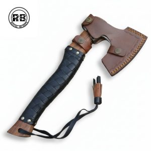 14″ Carbon Steel Viking Axe with Blue Leather Grip From Royal Blades