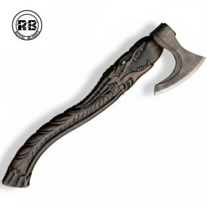 24″ Carbon Steel Axe with Hand-Engraved Crocodile Handle From Royal Blades
