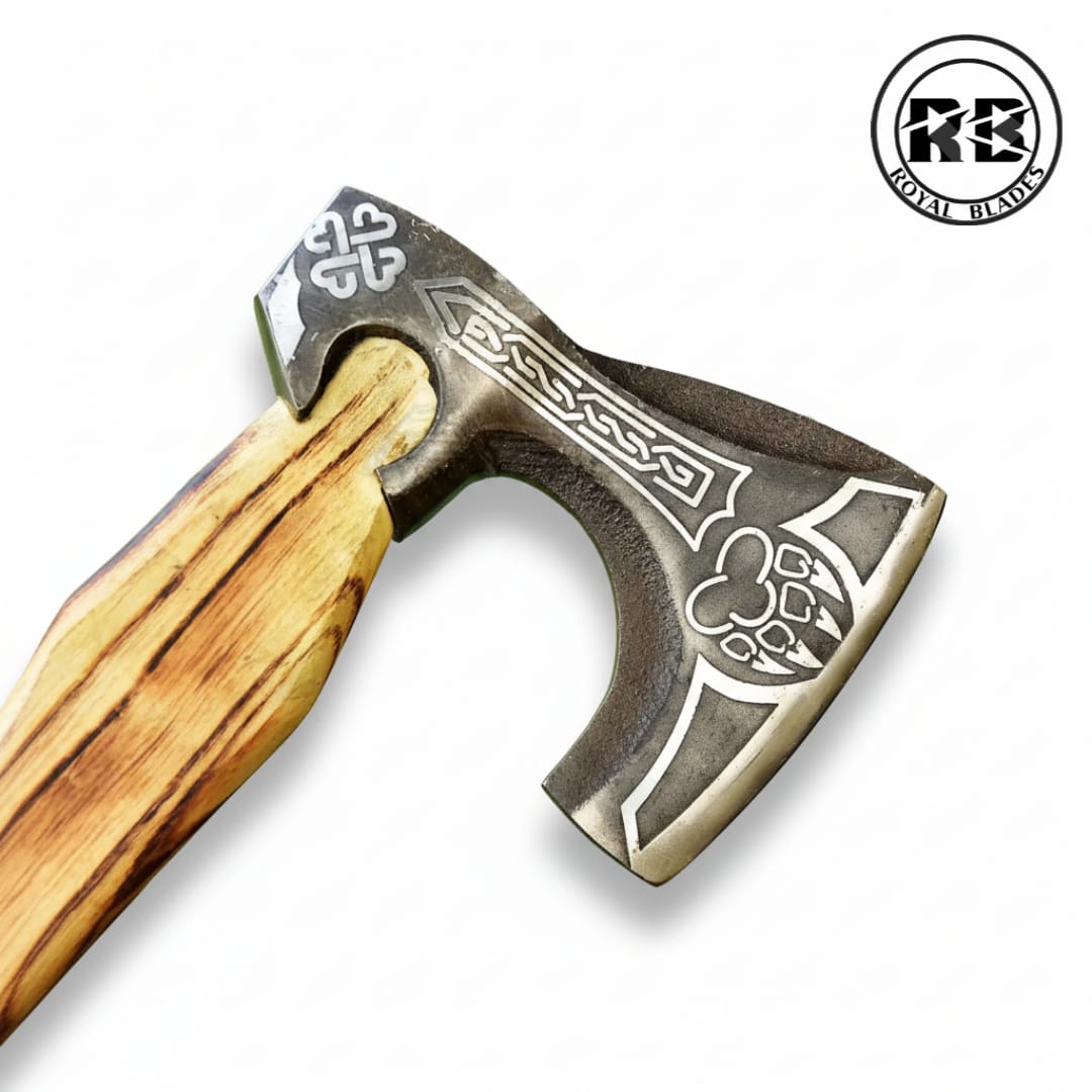 19-Inch Carbon Steel Axe with Harlequin Leather Grip From Royal Blades - Image 3