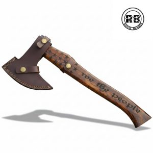 15″ Damascus Steel Axe with Custom Rosewood Grip From Royal Blades