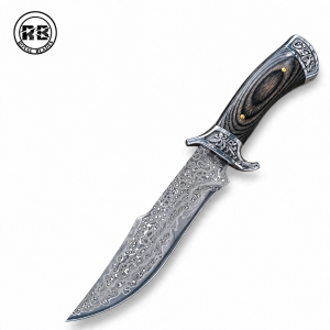 Damascus Steel Tracker with Natural Wood Grip From Royal Blades