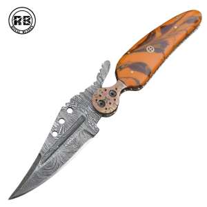 Hand-Forged Damascus with Vibrant Resin Handle From Royal Blades