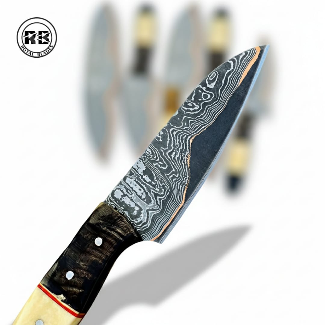5-Piece Copper Damascus Chef Set with Natural Sheep Horn From Royal Blades - Image 3