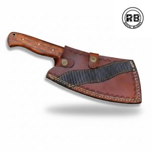 10″ Hand-Forged Damascus Cleaver with Darkwood Handle From Royal Blades