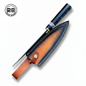 11″ Copper Damascus Kitchen Knife with Blue Marble Resin From Royal Blades