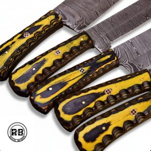 5-Piece Damascus Steel Set with Ergonomic Pakka Wood From Royal Blades