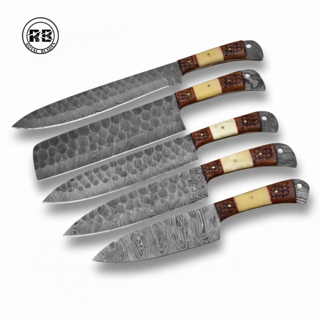Royal Blades 5-Piece Professional Damascus Steel Kitchen Knife Set From Royal Blades