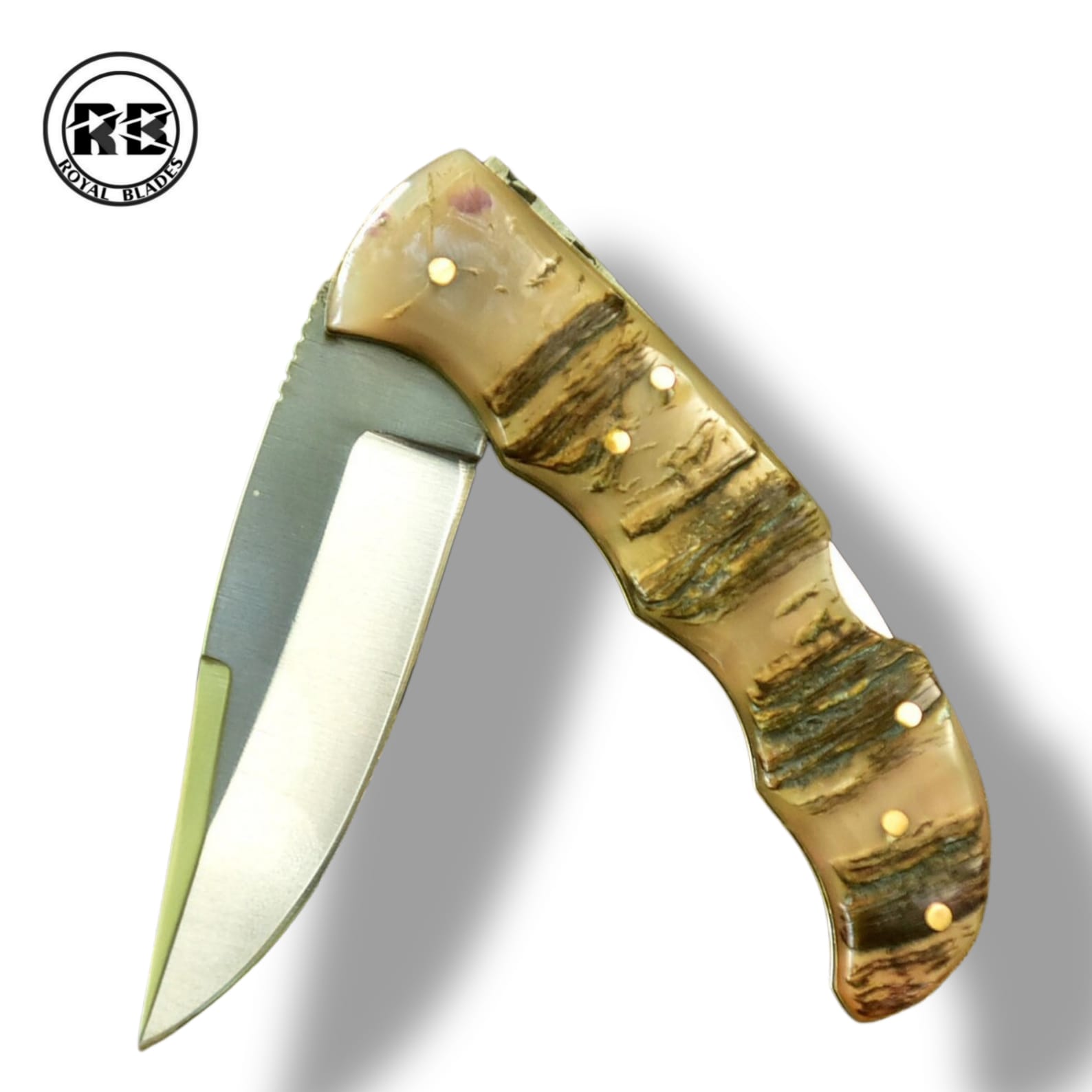 M. 7" Pocket Knife with Sheep Horn Handle From Royal Blades - Image 4