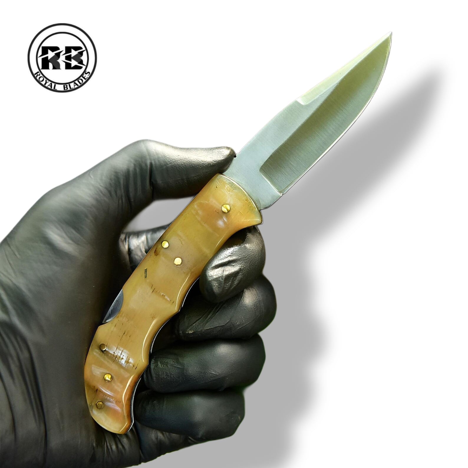 M. 7" Pocket Knife with Sheep Horn Handle From Royal Blades - Image 3