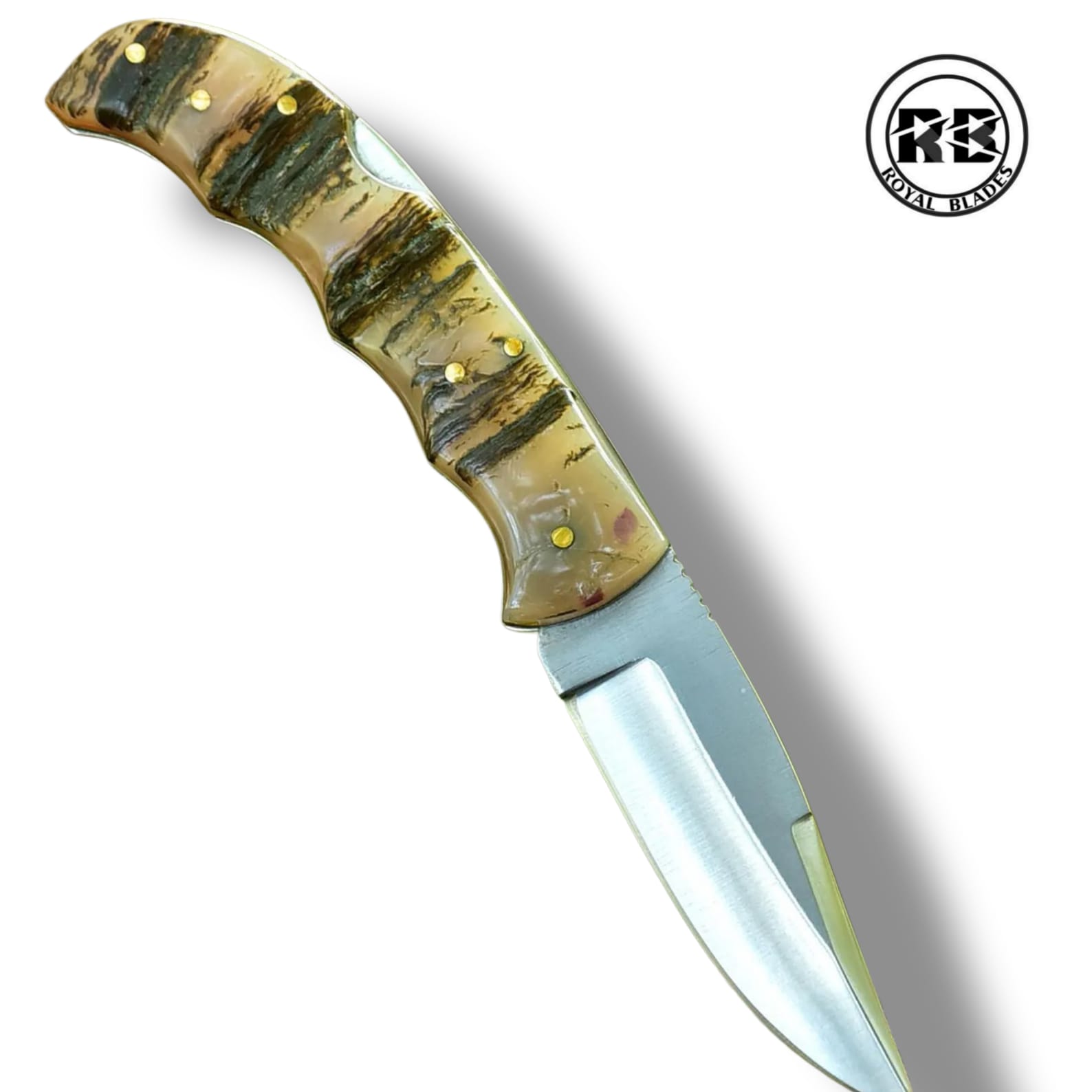 M. 7" Pocket Knife with Sheep Horn Handle From Royal Blades - Image 2