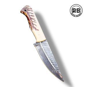 Hand-Forged Hunting Knife with Red Inlay Resin From Royal Blades