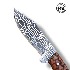 9.5″ Acid-Etched Hunter with Rosewood Handle From Royal Blades
