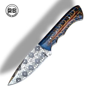 Hand-Forged Hunting Knife with Red Inlay Resin From Royal Blades
