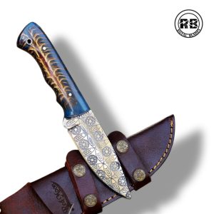 Hand-Forged Hunting Knife with Red Inlay Resin From Royal Blades