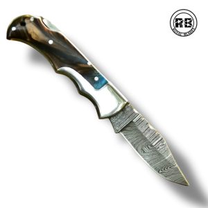 V. 6.5″ Damascus Pocket Knife with Resin Handle From Royal Blades