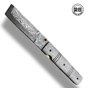 W. 9″ Full Damascus Steel Razor Folding Knife From Royal Blades