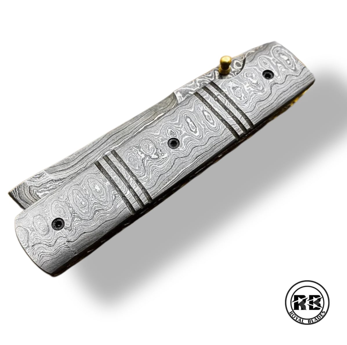 W. 9" Full Damascus Steel Razor Folding Knife From Royal Blades - Image 3