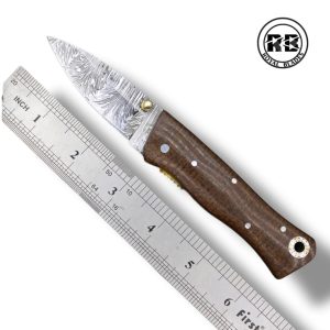 S. 7″ Damascus Steel Folding Knife with Brown Micarta From Royal Blades