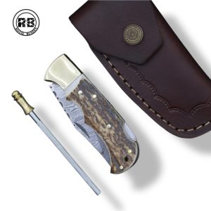 X. Custom Damascus Blade with Polished Brass Bolsters From Royal Blades