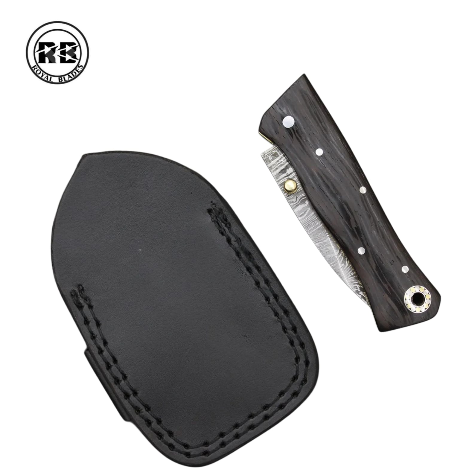 R. Custom Damascus Blade with Ebony Handle From Royal Blades - Image 3