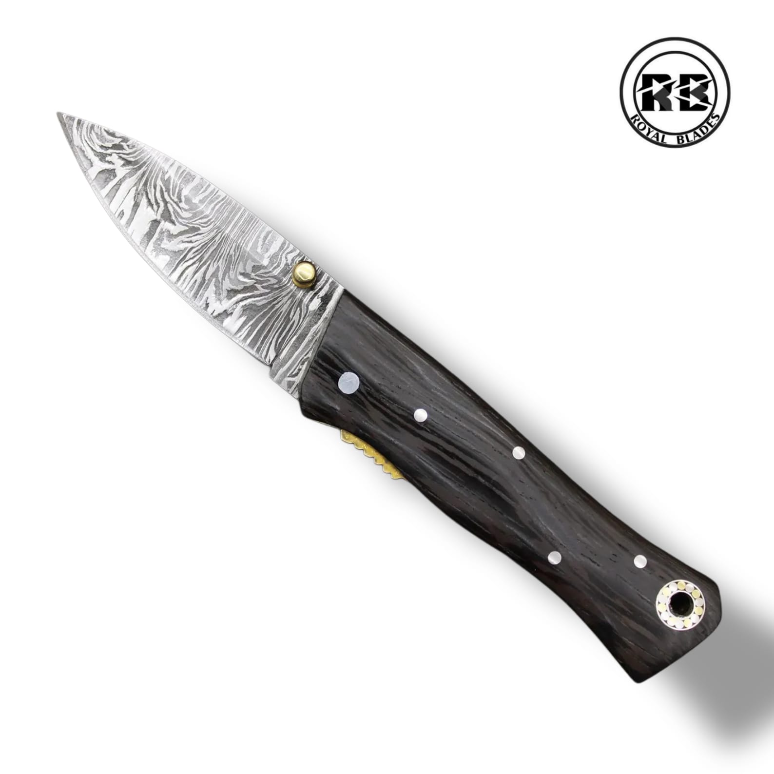 R. Custom Damascus Blade with Ebony Handle From Royal Blades