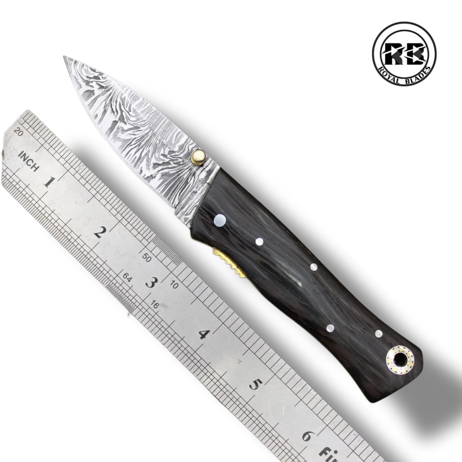 R. Custom Damascus Blade with Ebony Handle From Royal Blades - Image 2