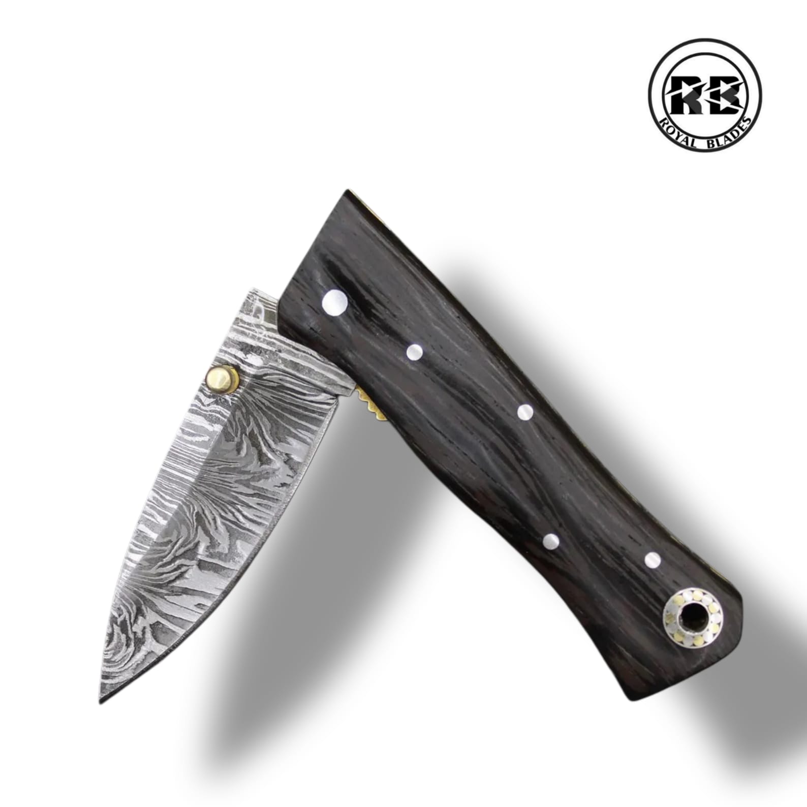 R. Custom Damascus Blade with Ebony Handle From Royal Blades - Image 4