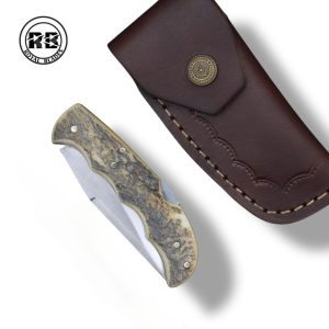 Q. 6.5″ D2 Steel Pocket Knife with Stag Handle From Royal Blades