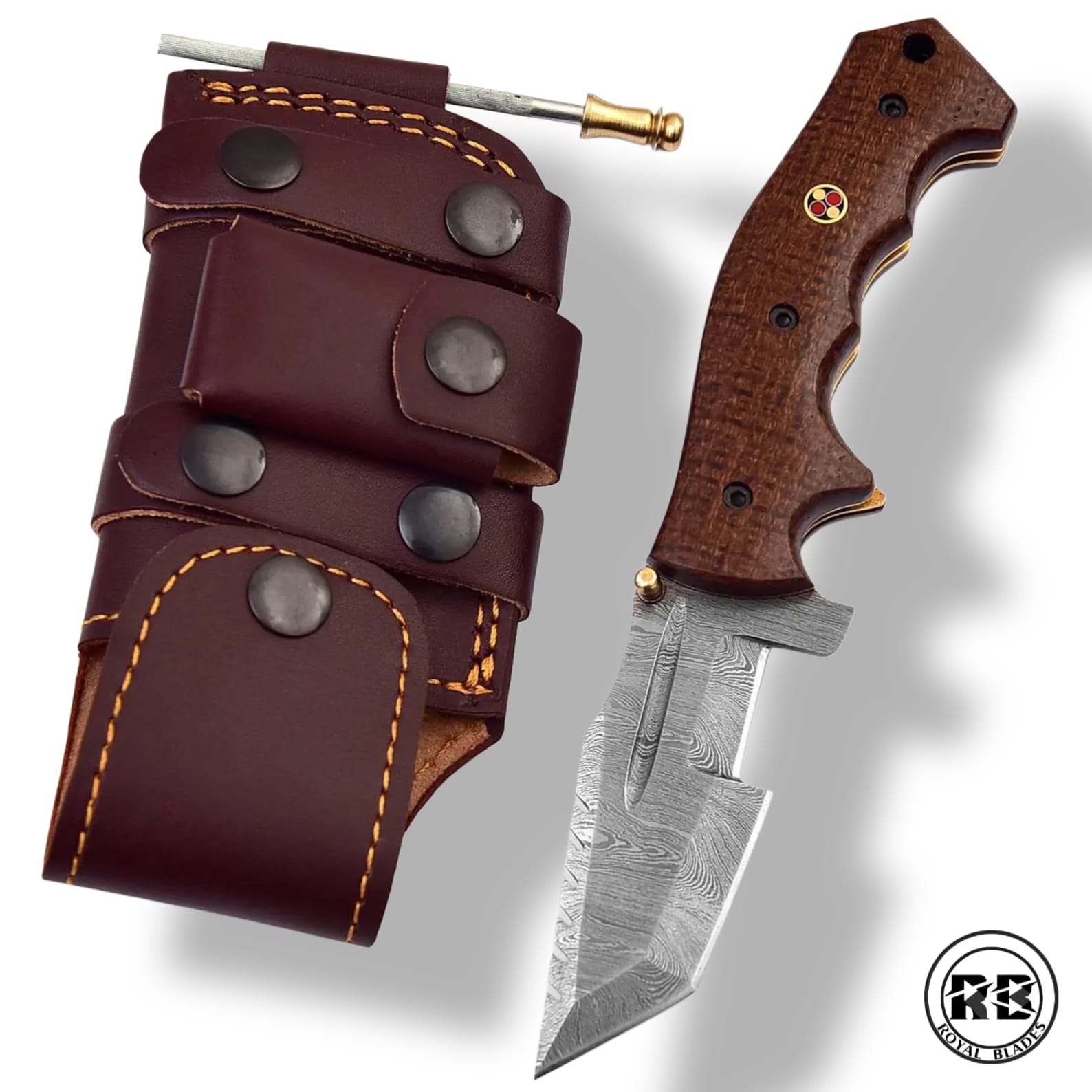 ZF. 8.5-Inch Hand-Forged Brown Micarta Tracker From Royal Blades - Image 4