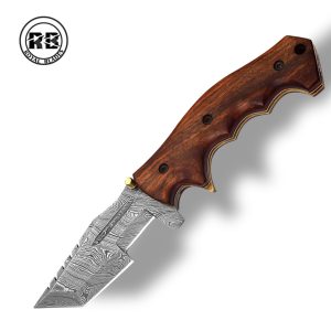ZE. 8.5″ Damascus Folding Tracker Knife From Royal Blades